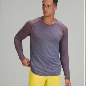 lululemon Metal Vent Long Sleeve Shirt - size-L Date Brown Blue Nile color